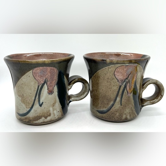 Y2K Signed John Freimark Set of 2 Studio Pottery Mugs - Picture 16 of 16